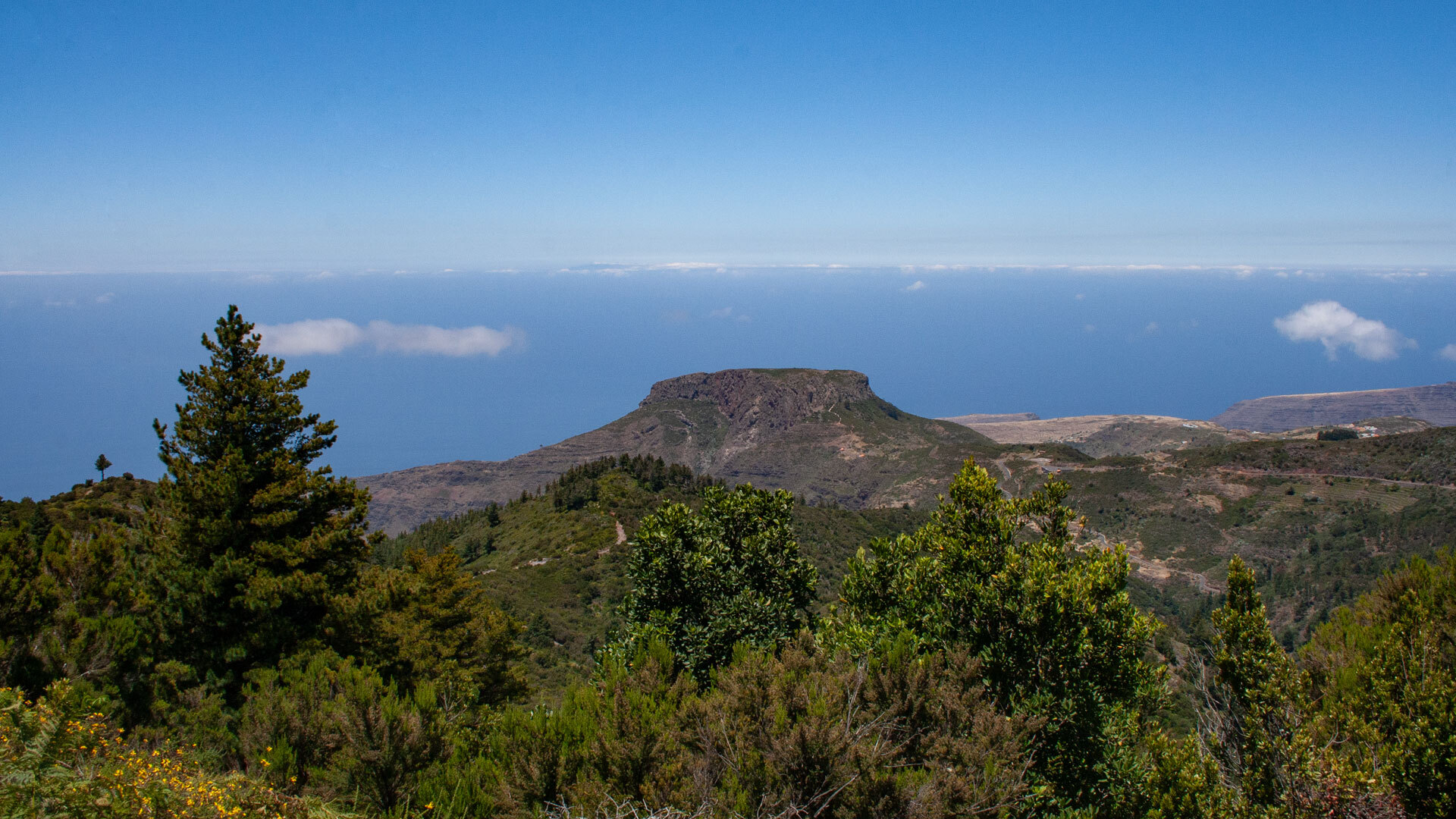 Ausblick auf La Fortaleza, Wanderung zum Alto de Garajonay