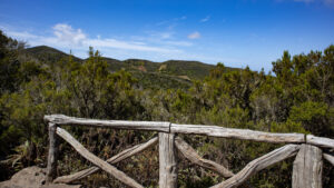 Ausblick über das grüne Hochland von La Gomera, Ruta 6 auf der Südseite des Nationalparks Garajonay