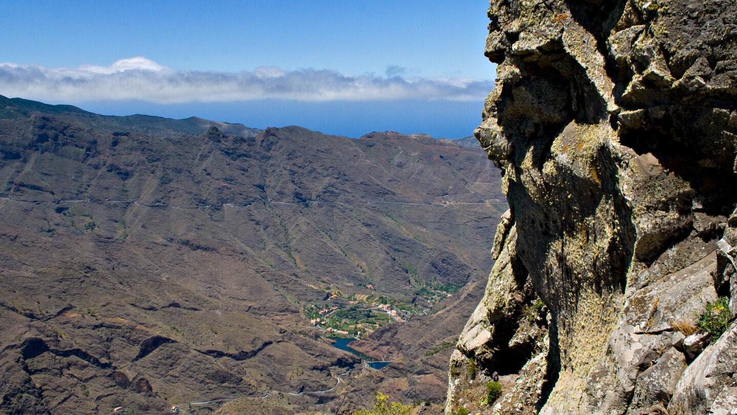 Blick in Richtung Chejelipes im Barranco de la Villa vom Aussichtspunkt Mirador Degollada de Peraza