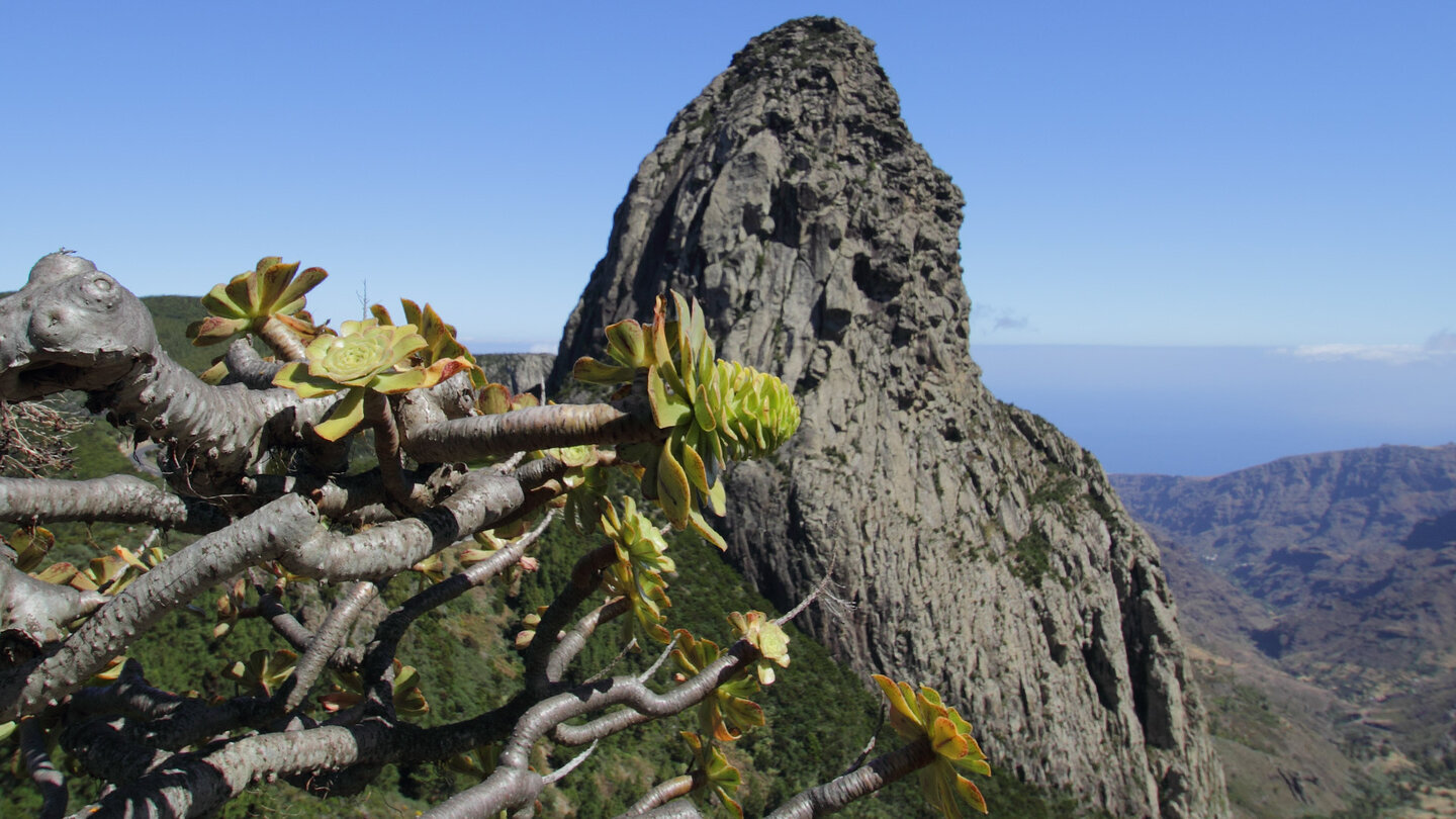 der Roque de Agando thront majestetisch über dem Barranco de Benchijigua