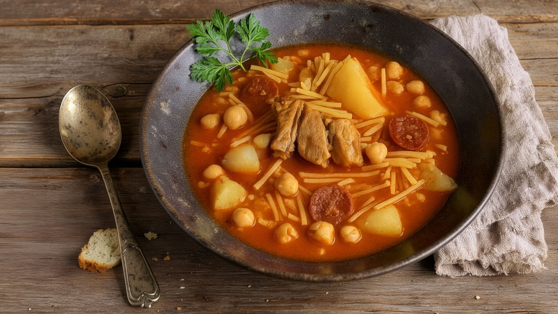 Rancho Canario – sämige Eintopfsuppe mit Gofio als Bindemittel.