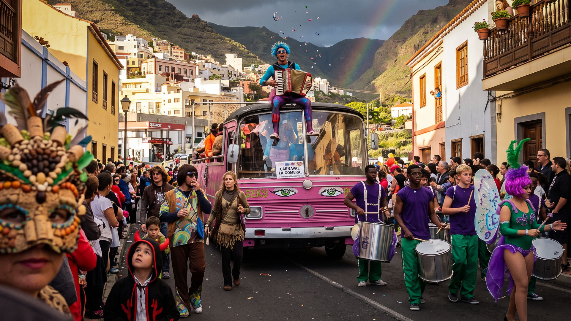 Karneval auf La Gomera, farbenfrohes Fest mit kanarischer Tradition und Musik.
