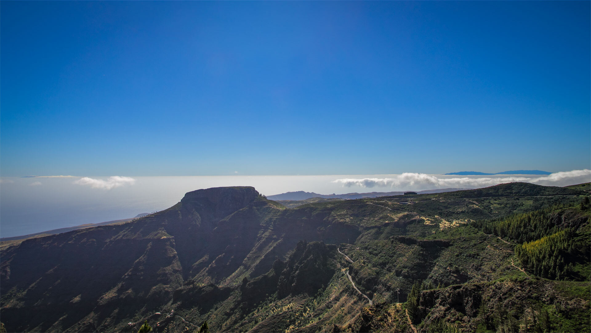 Mirador Igualero, La Gomera – Panorama mit La Fortaleza, La Palma und El Hierro.