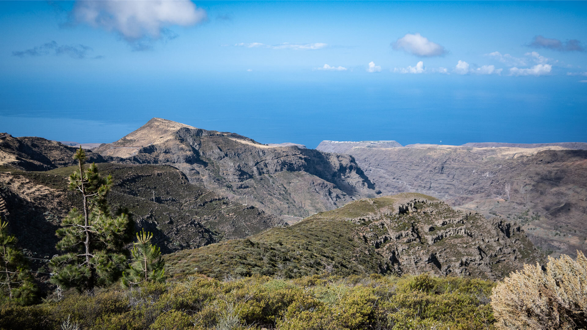 Panorama der Westküste vom Fernwanderweg GR-131 auf La Gomera.