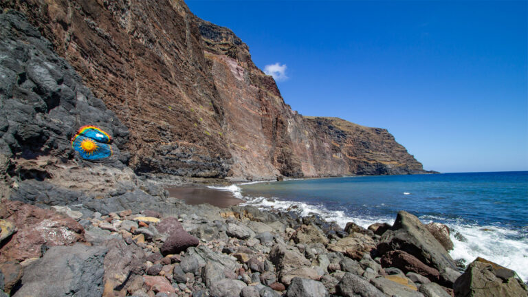 Playa de Argaga auf La Gomera, abgelegener Strand, einst beliebter Treffpunkt der Hippie-Bewegung.