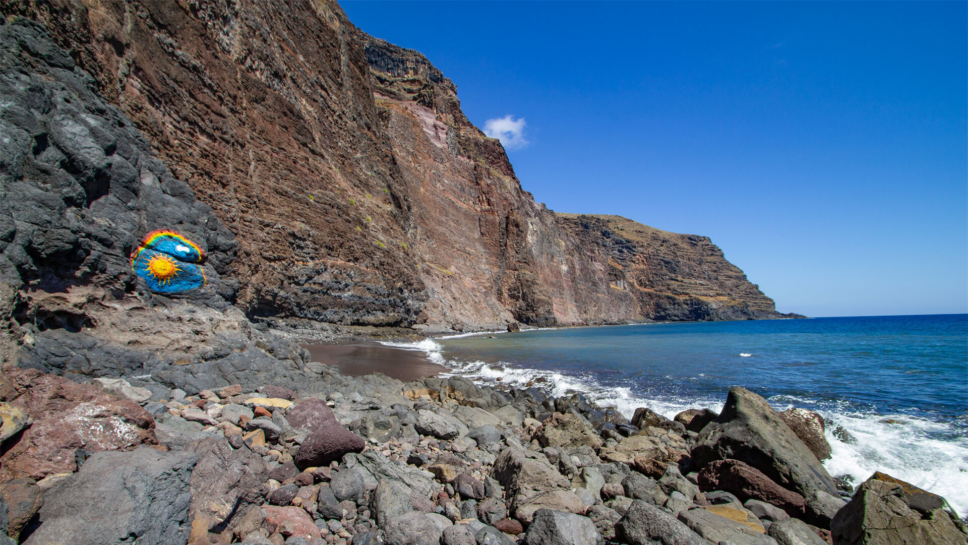 Playa de Argaga auf La Gomera, abgelegener Strand, einst beliebter Treffpunkt der Hippie-Bewegung.