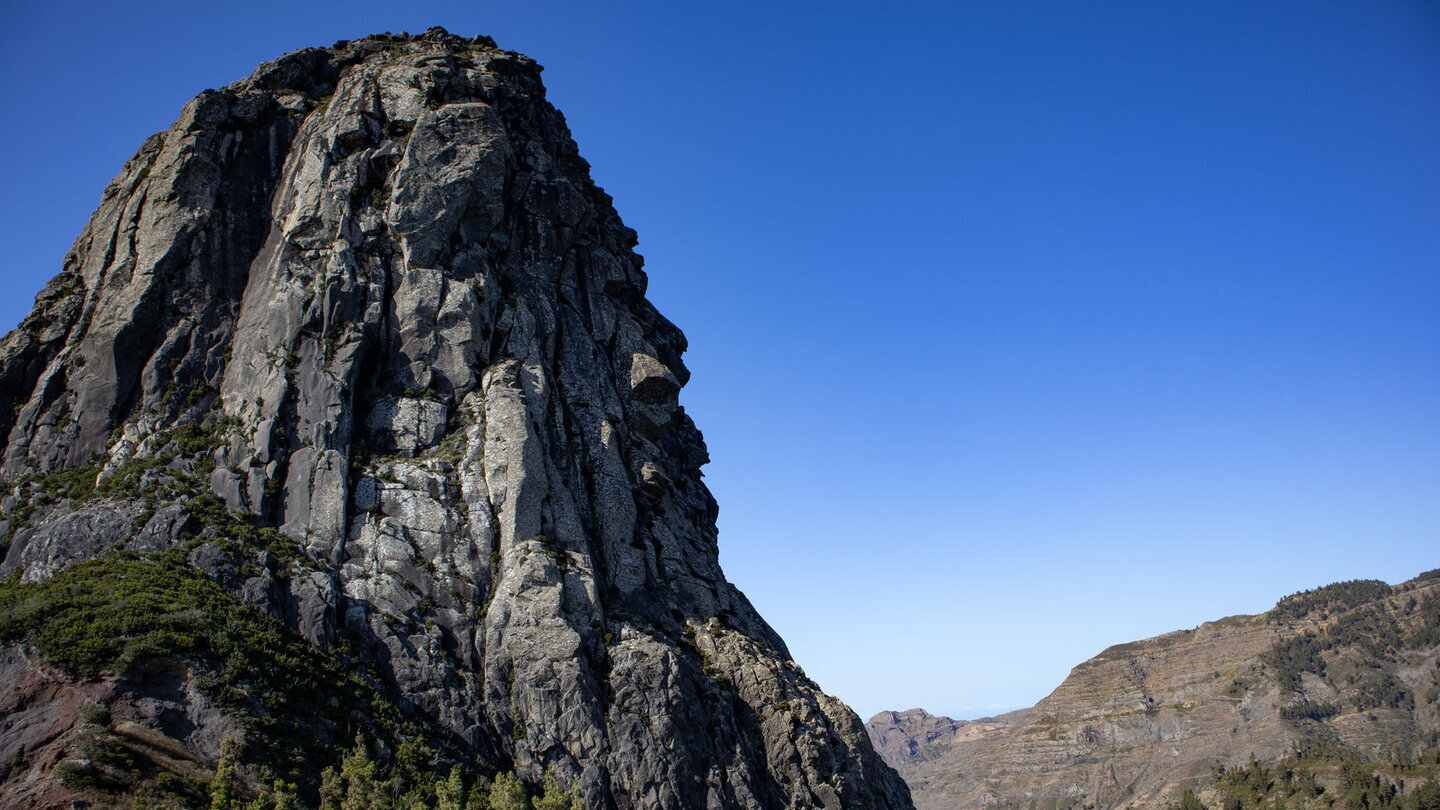 der Vulkanschlot Roque de Agando vom Ausgangspunkt der Wanderung