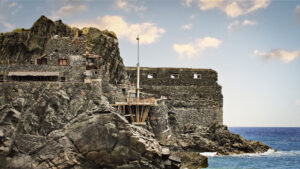 Die Ruine Castillo del Mar thront über schroffen Klippen bei Vallehermoso